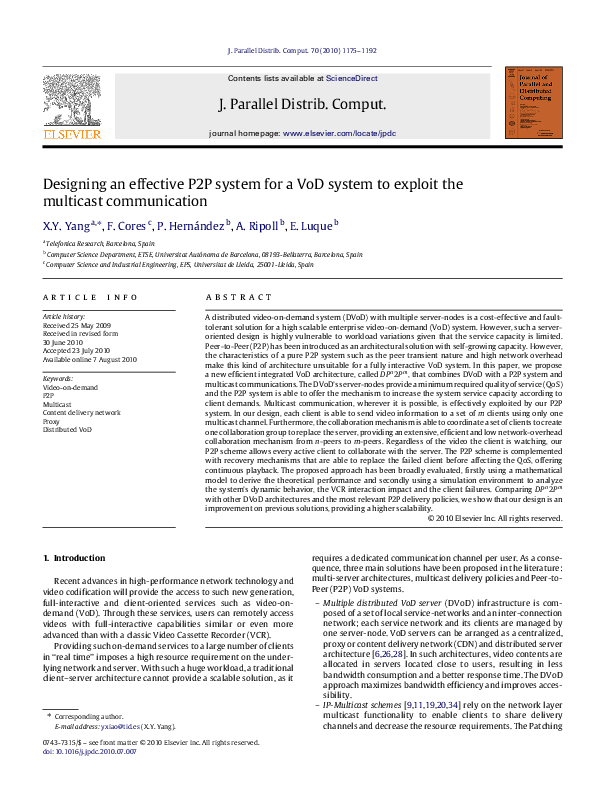 (PDF) Designing an effective P2P system for a VoD system to exploit the ...