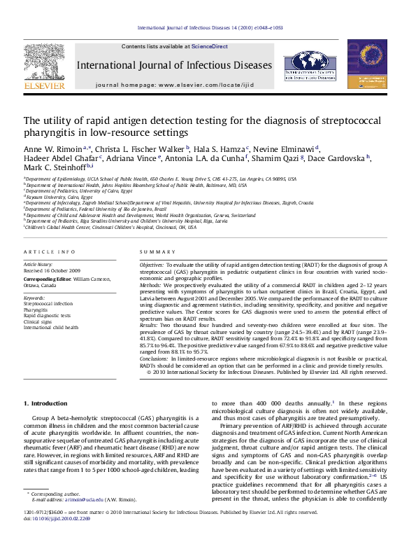 (PDF) The utility of rapid antigen detection testing for the diagnosis ...