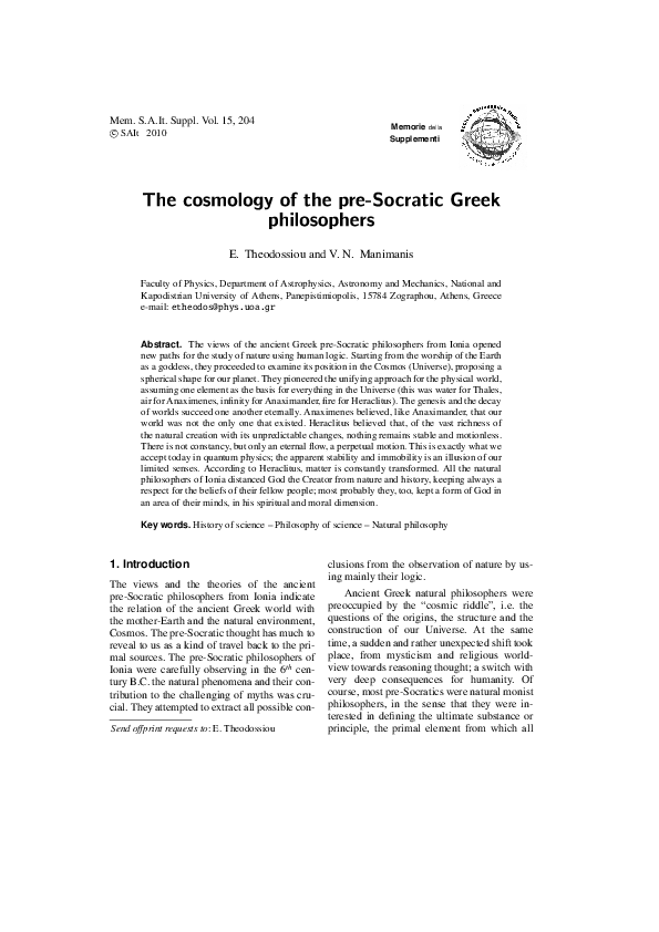 Pre socratic philosophers summary picture