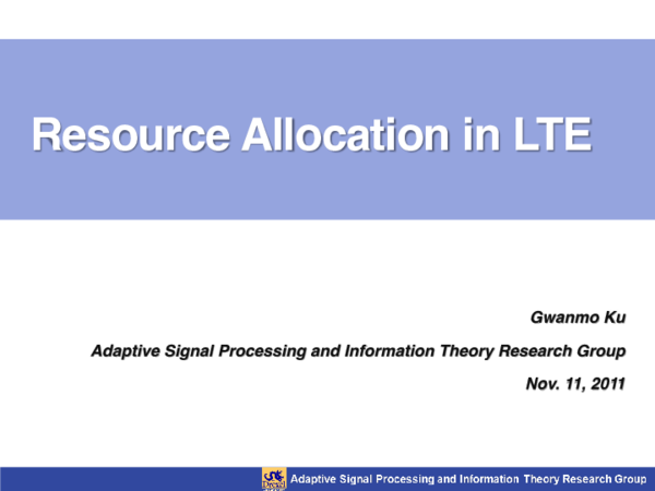 (PDF) Resource Allocation in LTE