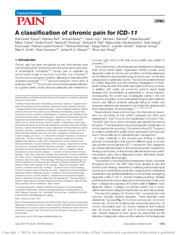 (PDF) A classification of chronic pain for ICD-11