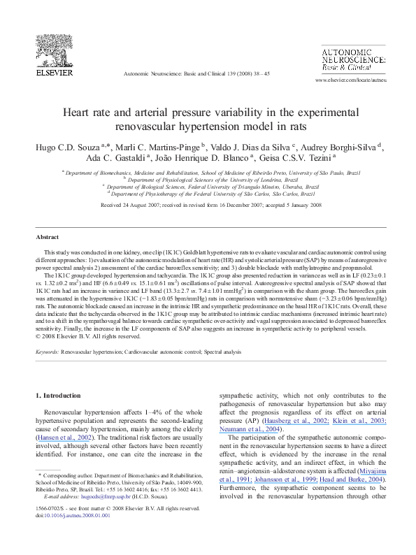 (PDF) Heart rate and arterial pressure variability in the experimental ...