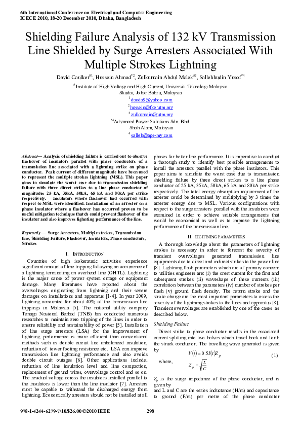 (PDF) Shielding failure analysis of 132 kV transmission line shielded ...