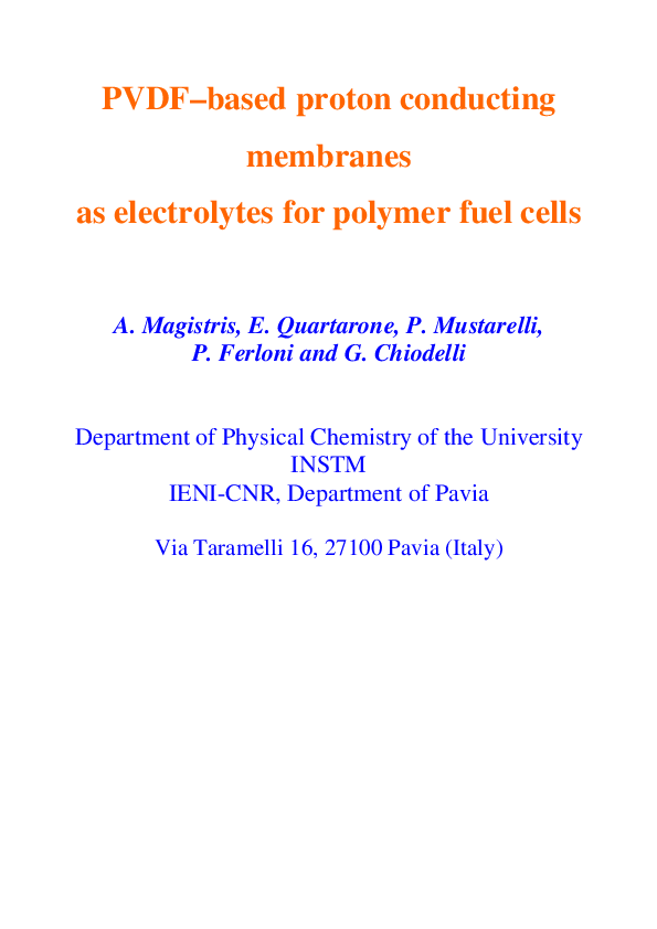 (PDF) PVDF–based proton conducting membranes as electrolytes for ...