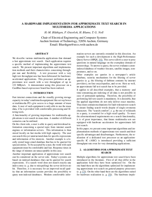 (PDF) A hardware implementation for approximate text search in ...
