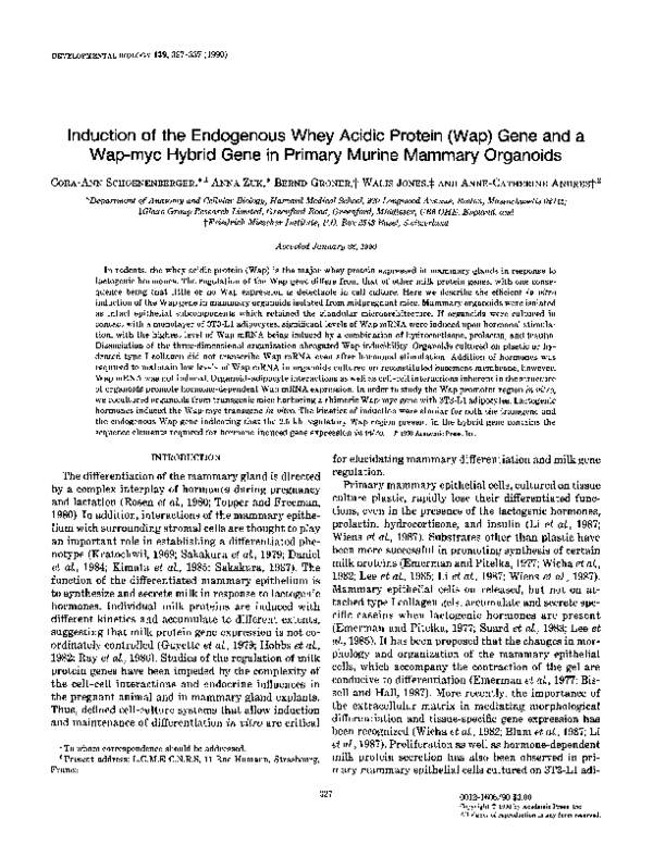 (PDF) Induction of the endogenous whey acidic protein (Wap) gene and a ...