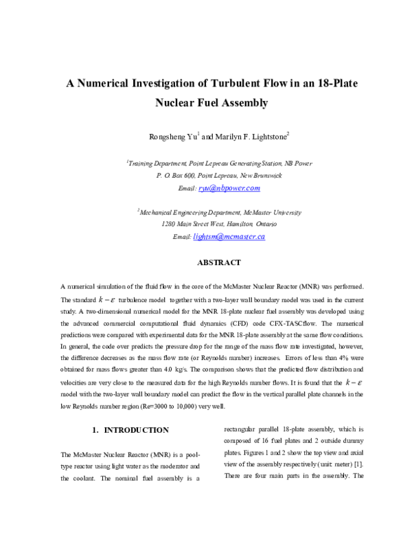 (PDF) A Numerical Investigation of Turbulent Flow in an 18-Plate ...