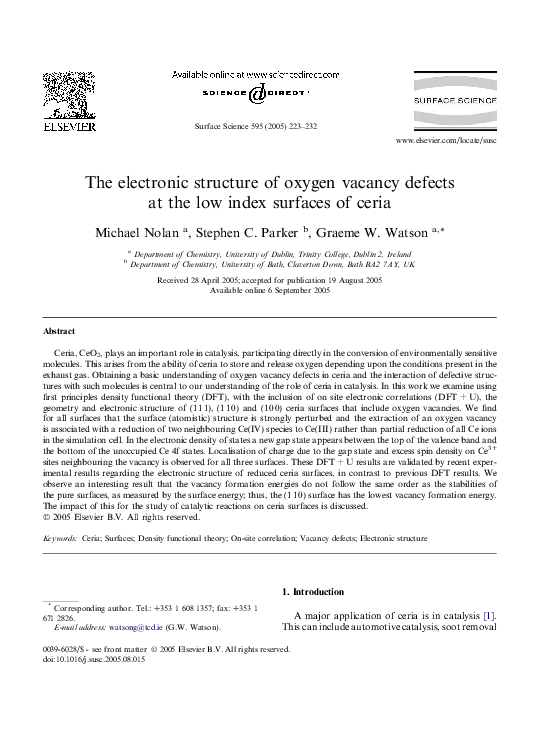 (PDF) The electronic structure of oxygen vacancy defects at the low ...