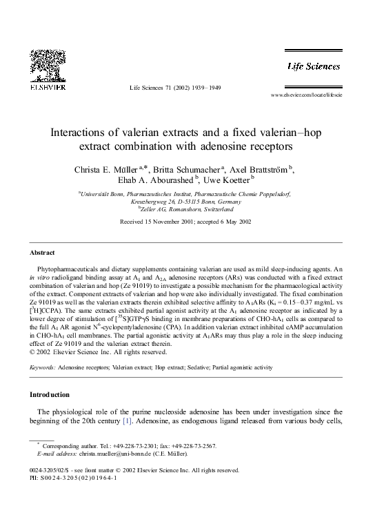 (PDF) Interactions of valerian extracts and a fixed valerianhop
