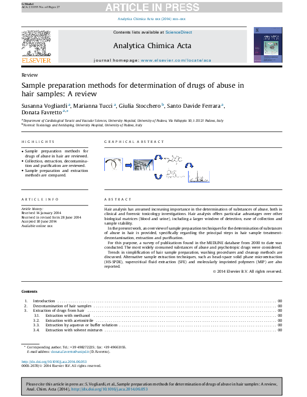 (PDF) Sample preparation methods for determination of drugs of abuse in ...