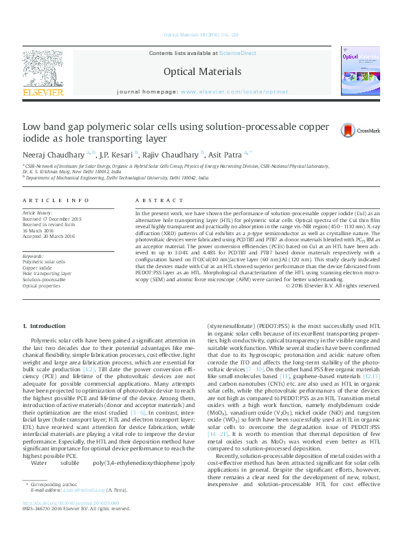 (PDF) Low band gap polymeric solar cells using solutionprocessable