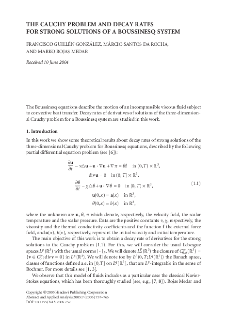 (PDF) The Cauchy problem and decay rates for strong solutions of a ...