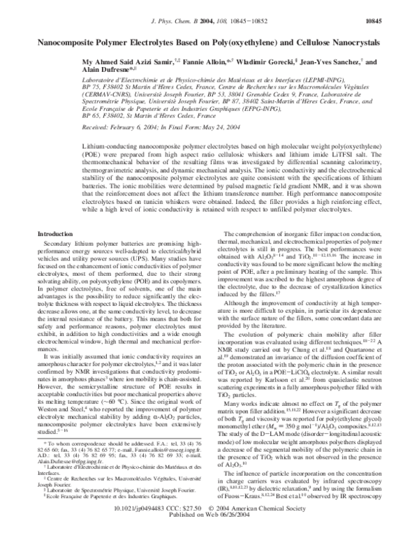 (PDF) Nanocomposite Polymer Electrolytes Based on Poly(oxyethylene) and ...