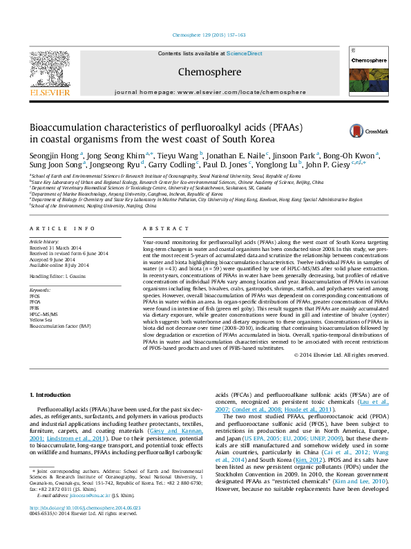 (PDF) Bioaccumulation characteristics of perfluoroalkyl acids (PFAAs ...