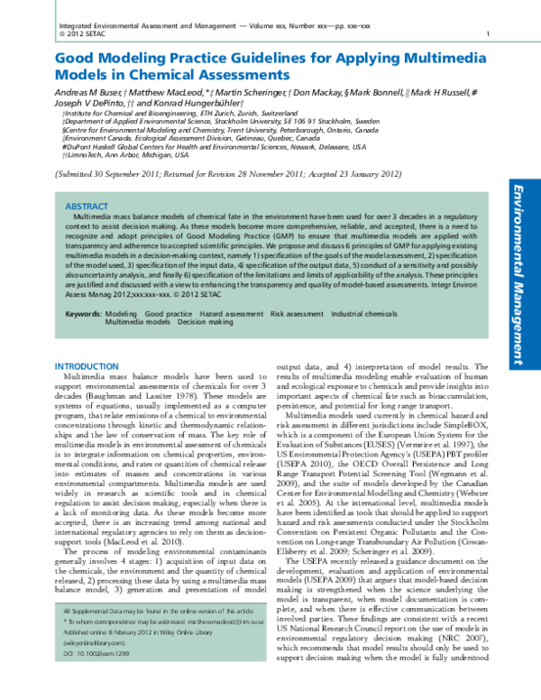 (PDF) Good modeling practice guidelines for applying multimedia models ...