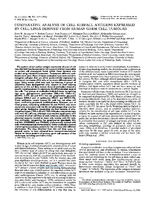 (PDF) Comparative analysis of cell surface antigens expressed by cell ...