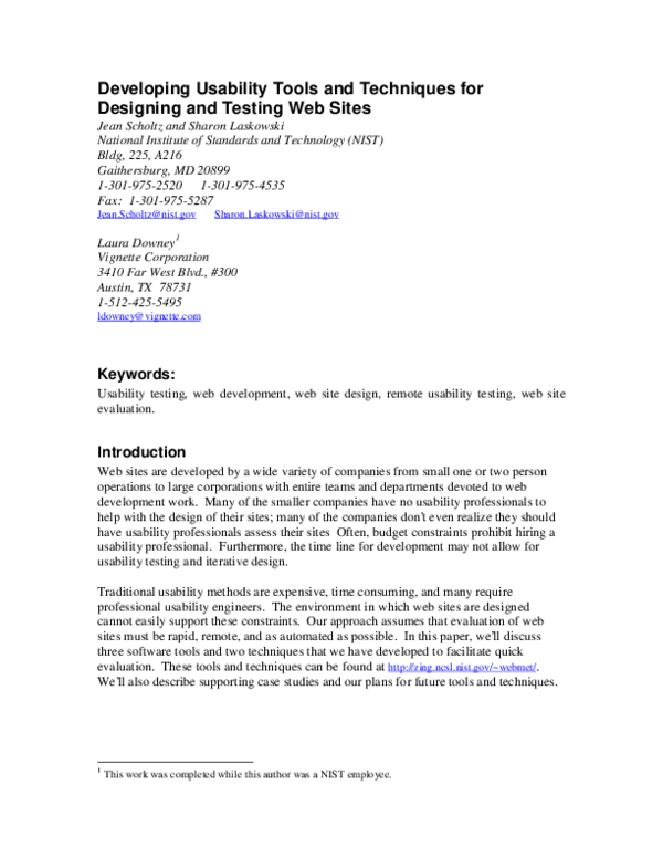 (PDF) Developing usability tools and techniques for designing and ...