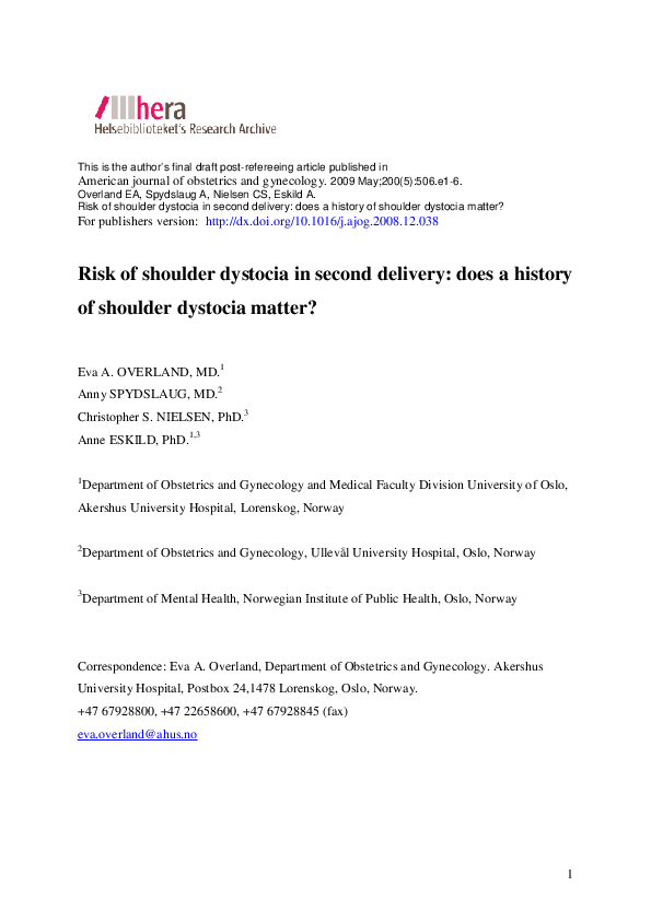 Shoulder dystocia nursing diagnosis image