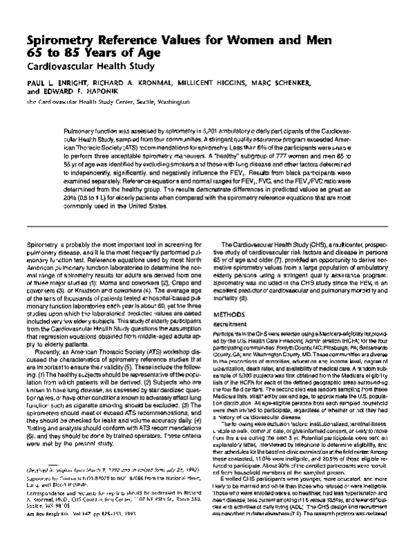 (PDF) Spirometry reference values for women and men 65 to 85 years of ...