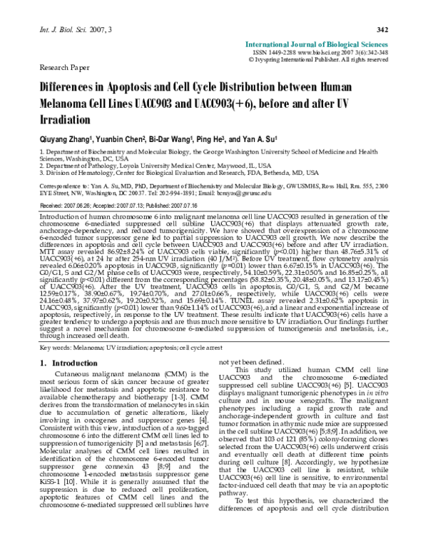 (PDF) Differences in Apoptosis and Cell Cycle Distribution between ...