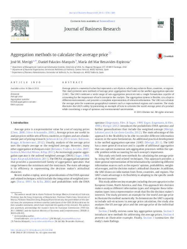 (PDF) Aggregation methods to calculate the average price