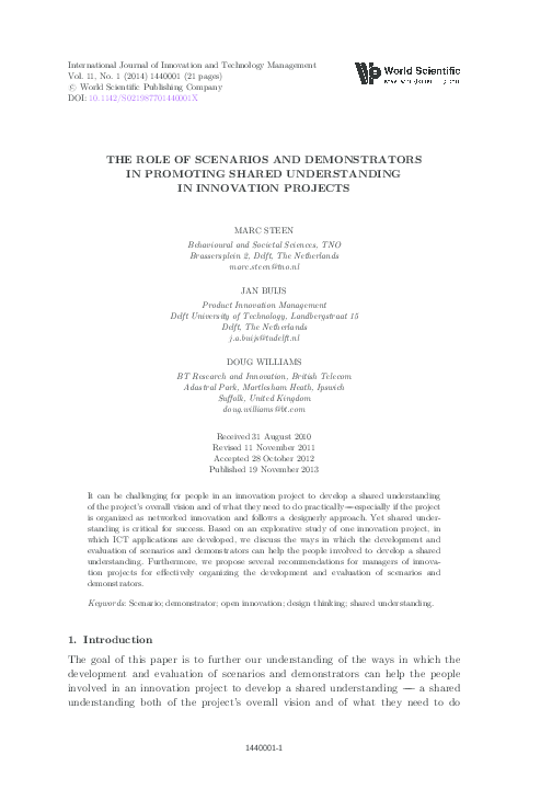 (PDF) The Role of Scenarios and Demonstrators in Promoting Shared ...