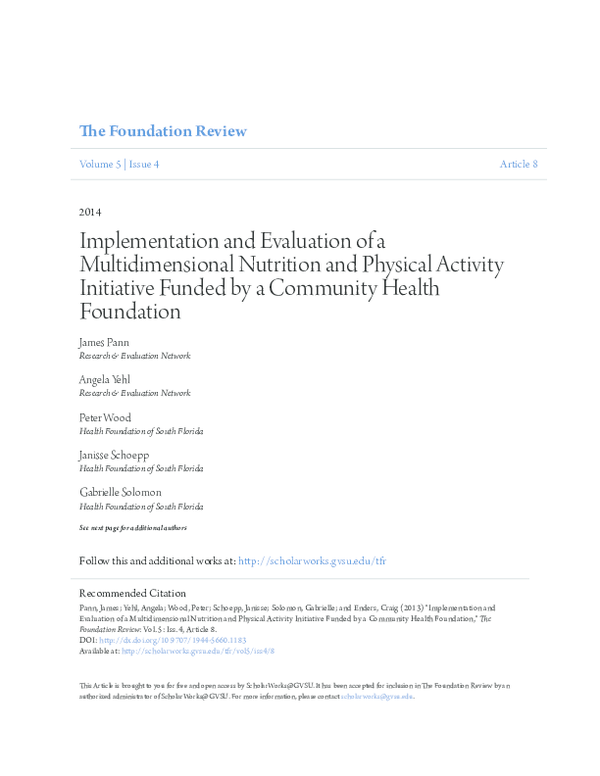 (PDF) Implementation and Evaluation of a Multidimensional Nutrition and ...