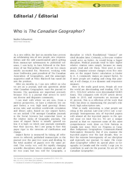(PDF) Who is The Canadian Geographer?