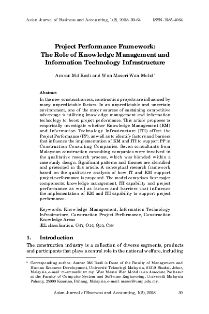 (PDF) The Role of Knowledge Management and Information Project ...