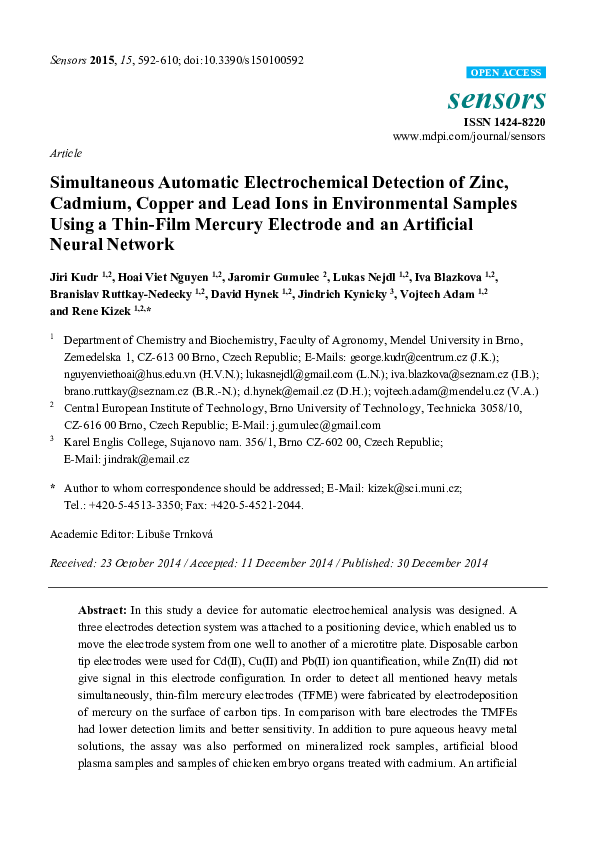 (PDF) Simultaneous Automatic Electrochemical Detection of Zinc, Cadmium ...