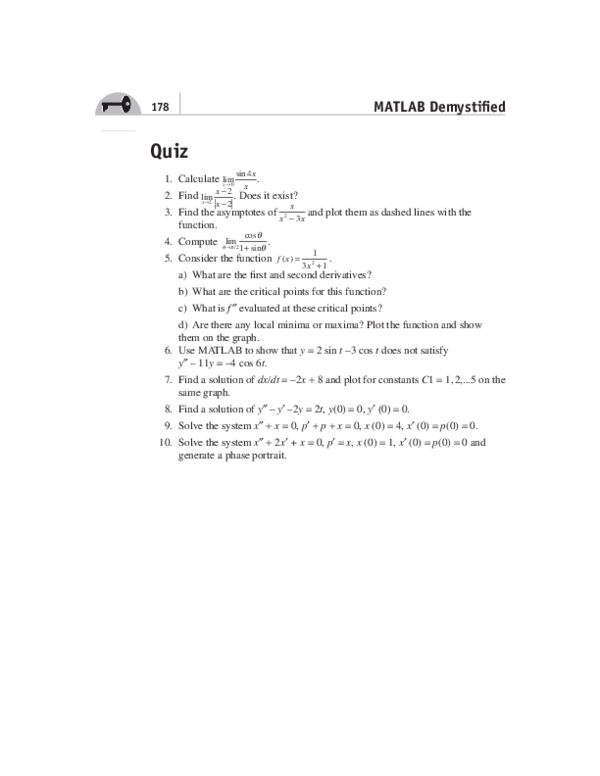 (PDF) MATLAB Demystifi ed Quiz Erick Coronado Academia.edu