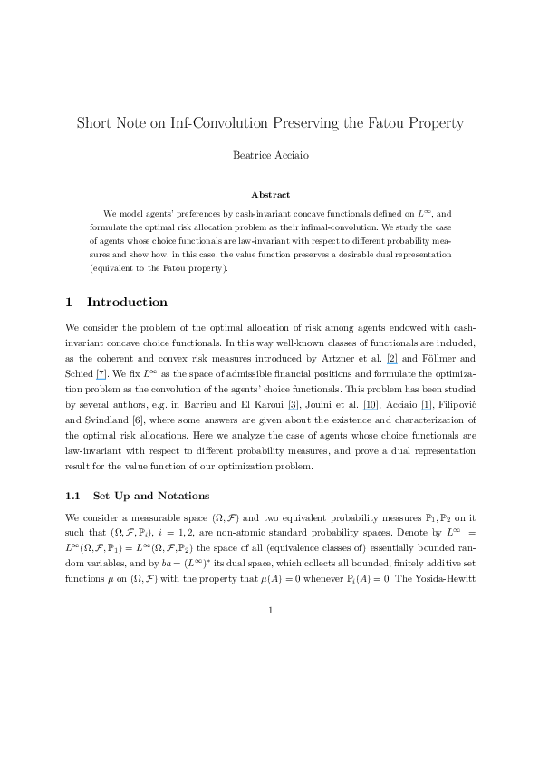 (PDF) Short note on inf-convolution preserving the Fatou property