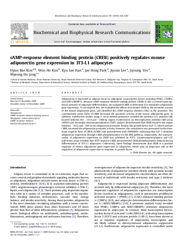 (PDF) cAMP-response element binding protein (CREB) positively regulates ...