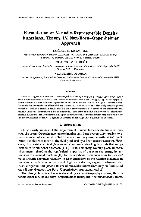 (PDF) Formulation of N- and v-representable density functional theory