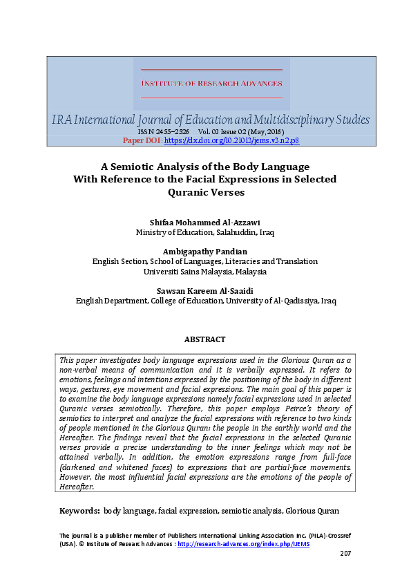 a semiotic analysis of the body language with reference to the semiotic analysis