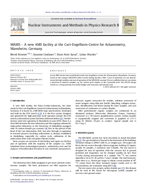 (PDF) MAMS – A new AMS facility at the Curt-Engelhorn-Centre for ...