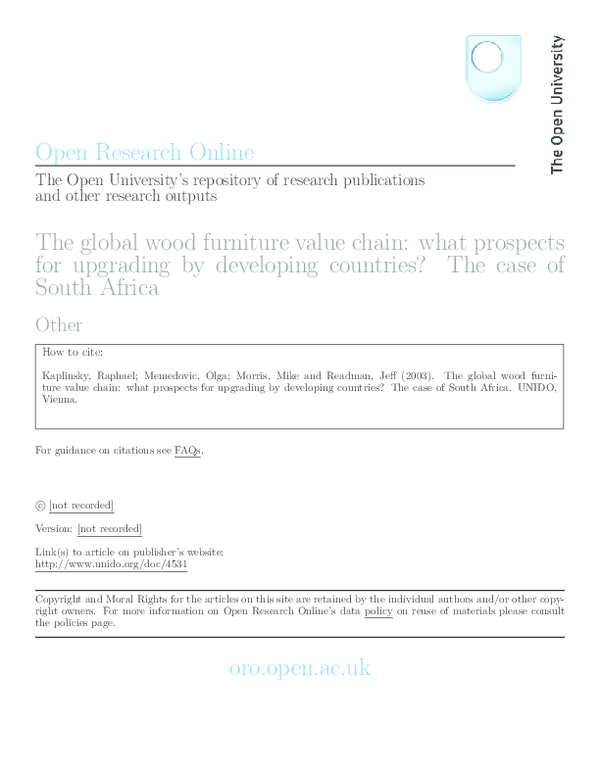 (PDF) The Global Wood Furniture Value Chain What Prospects for