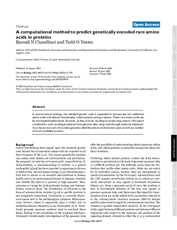 (PDF) A computational method to predict encoded rare amino acids in proteins BN