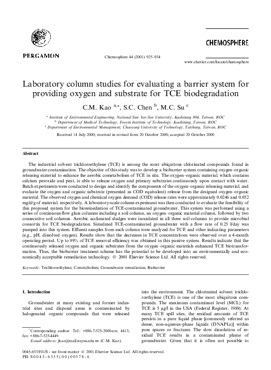 (PDF) Laboratory column studies for evaluating a barrier system for ...