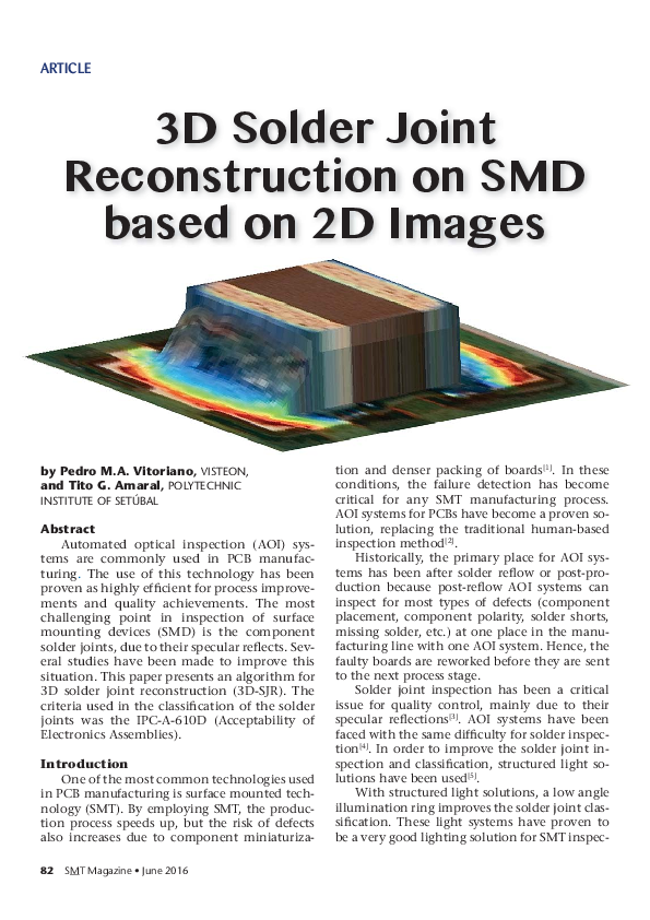 (PDF) 3D Solder Joint Reconstruction on SMD based on 2D Images