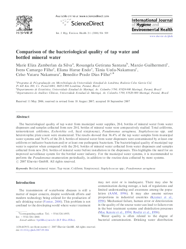 (PDF) Comparison of the bacteriological quality of tap water and