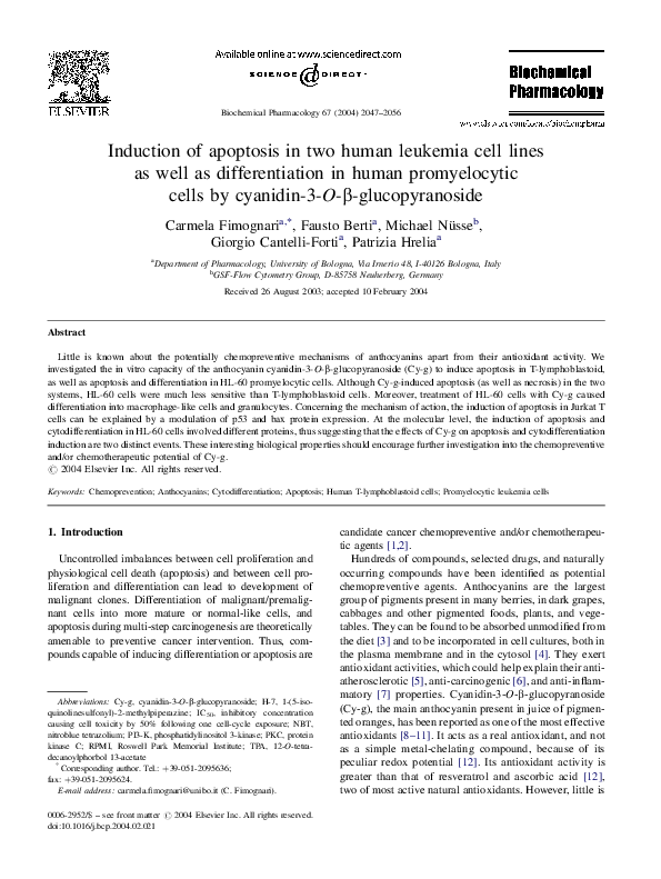 (PDF) Induction of apoptosis in two human leukemia cell lines as well ...