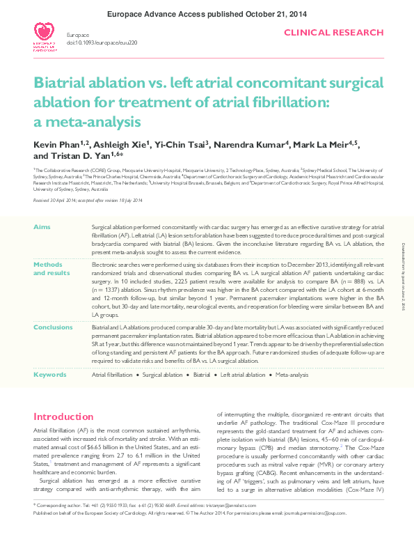 (PDF) Biatrial ablation vs. left atrial concomitant surgical ablation ...