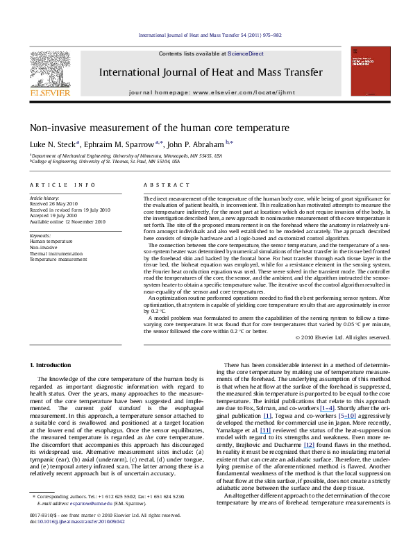 (PDF) Non-invasive measurement of the human core temperature