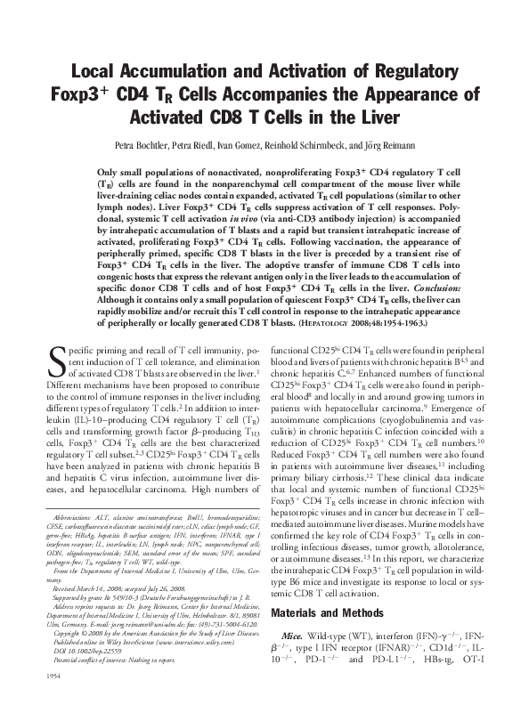 (PDF) Local accumulation and activation of regulatory Foxp3+ CD4 TR ...
