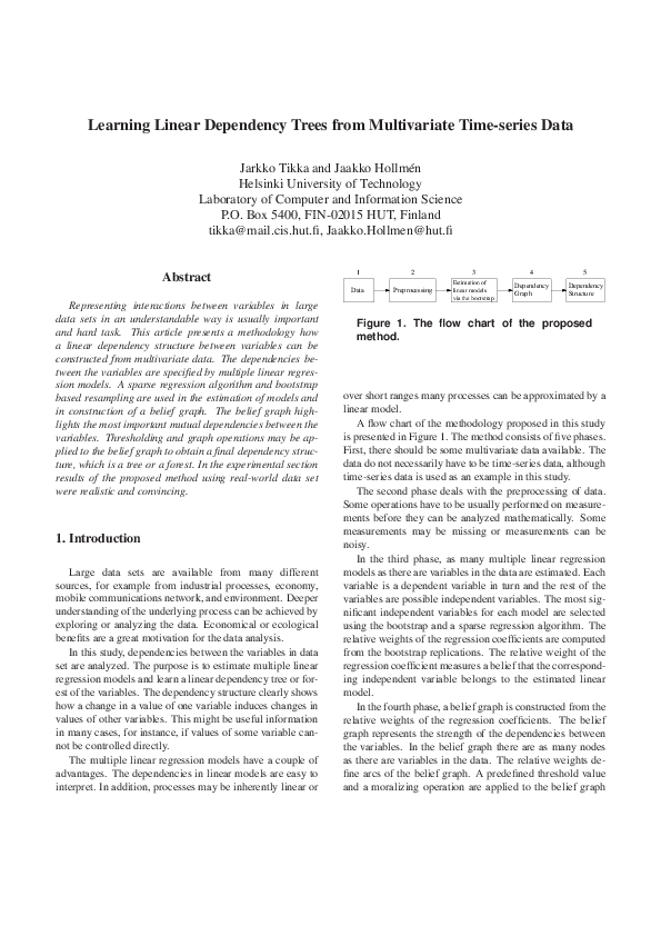 (PDF) Learning linear dependency trees from multivariate time-series data