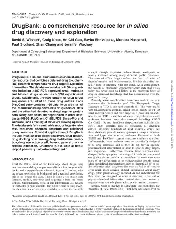 (PDF) DrugBank: a comprehensive resource for in silico drug discovery ...