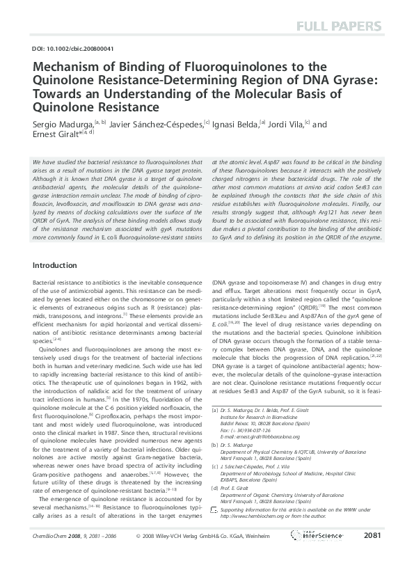 (PDF) Mechanism of Binding of Fluoroquinolones to the Quinolone ...