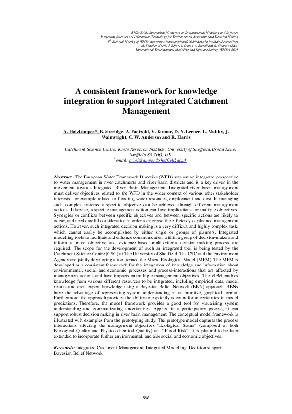 (PDF) A consistent framework for knowledge integration to support ...