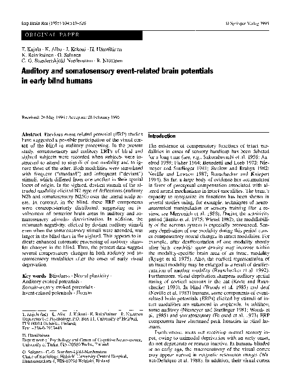 (PDF) Auditory and somatosensory event-related brain potentials in ...